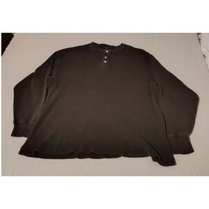 Nautica‎ Mens Long Sleeve Waffle Knit Henley Thermal Shirt Brown Size XL 1
